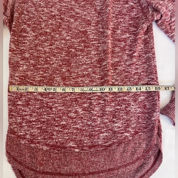 KNOX ROSE HEATHER RED SCOOP HEM LIGHTWEIGHT KNIT SWEATER - SIZE XS - Picture 3 of 5